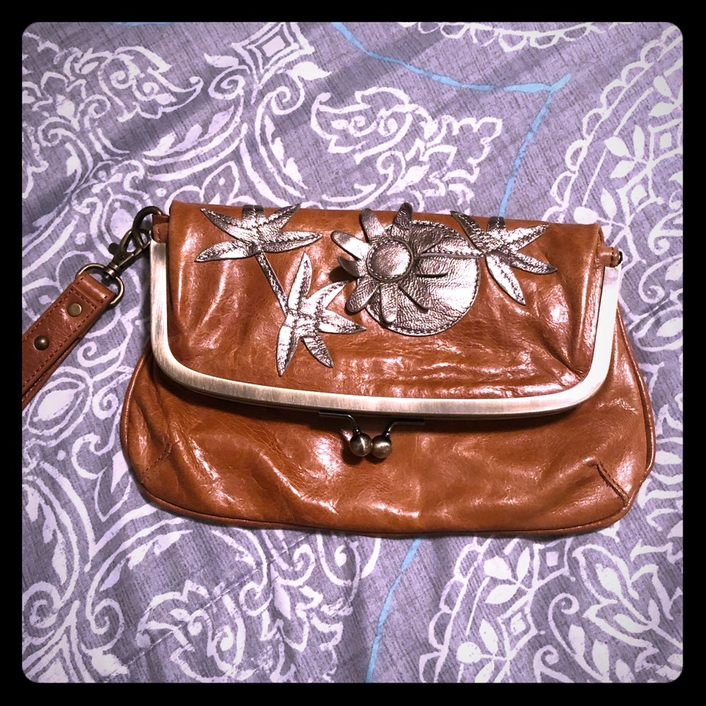 Acorn brand clutch/wristlet with floral accent